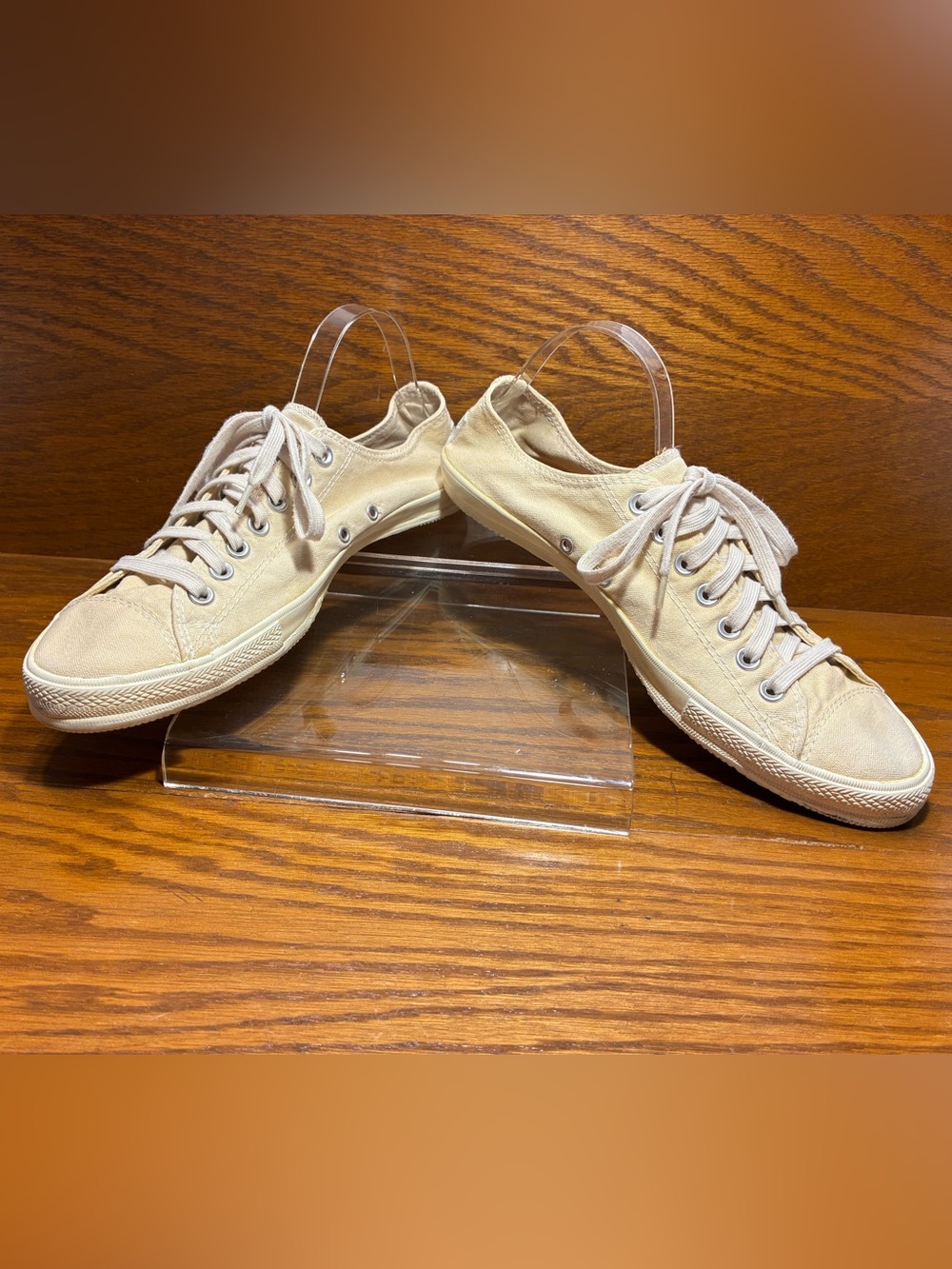 Converse All Star Low Profile Leather Insole Canvas Toe Sneakers Cream Men’s 11 - Picture 6 of 16